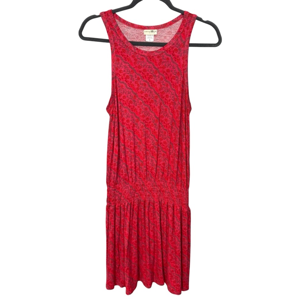 Natural Life Coral Garland Floral Smocket Boho Tank Dress Size Large‎